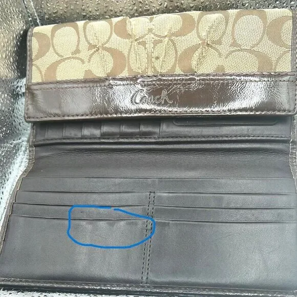 Coach Signature C Pleated Front Trifold Wallet - Picture 5 of 6